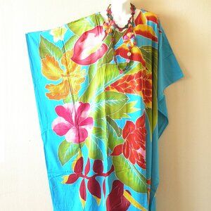 KD360 Floral Batik Hand Painted Plus Batwing VNeck Kaftan Dolman Women Dress